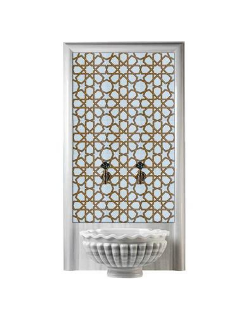 Kurna Arkası Çini Pano-107- 80x160 Hamam Çini Vetroze Kabartma, Lider Çini