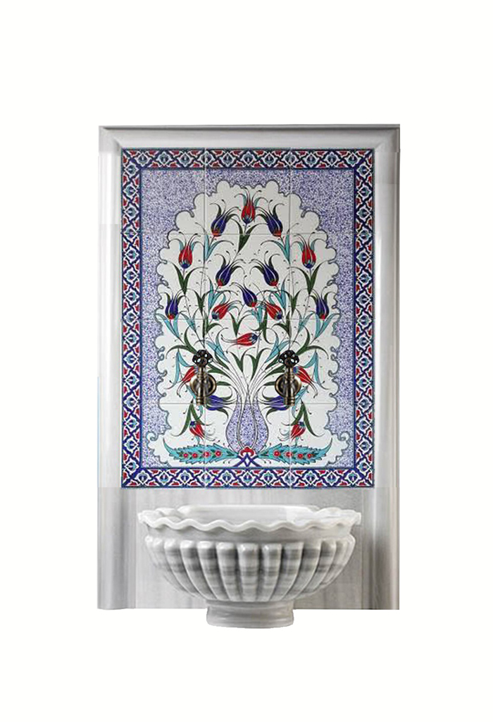 Kurna Arkası Çini Pano-13- 60x80 Ev Tipi Hamam Banyo Çini Modelleri, Lider Çini