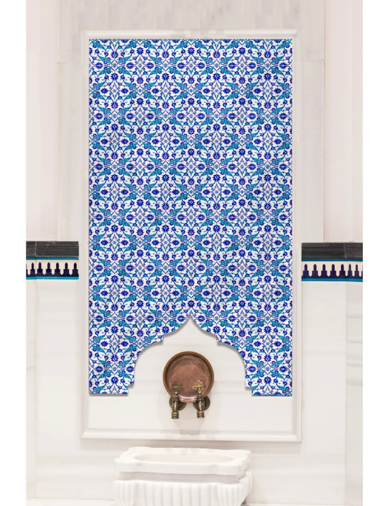 Kurna Arkası Çini Pano-78- 20x20 Sarmaşık Hamam Çinisi, Lider Çini